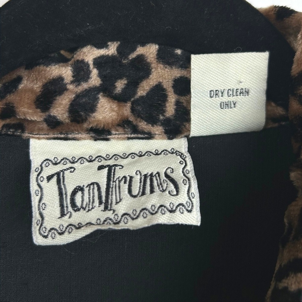 TanTrums Womens Corduroy Patchwork Animal Print Embroidered Jacket Black Large - Picture 4 of 6